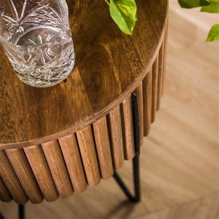 Dimehouse Industrieel Nachtkastje Rond Hans Mangohout Met Lade