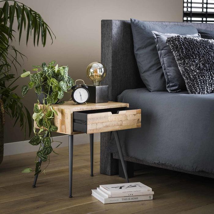 Dimehouse Industrieel Nachtkastje Teakhout Cloë 1 Lade