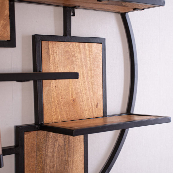 Dimehouse Industrieel Rond Wandrek Kota Metaal Mangohout Ø80 Cm