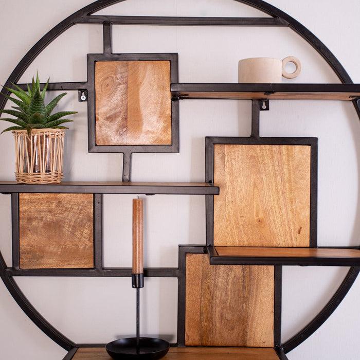 Dimehouse Industrieel Rond Wandrek Kota Metaal Mangohout Ø80 Cm