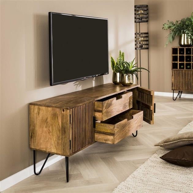 Dimehouse Industrieel TV Meubel Mangohout Tory 135x35x55 Cm