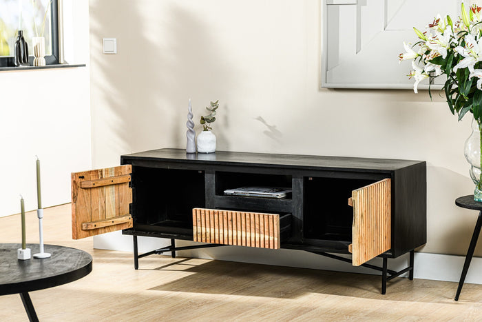 Dimehouse Industrieel TV Meubel Myra Acaciahout 2-Deurs 140x40x50 Cm