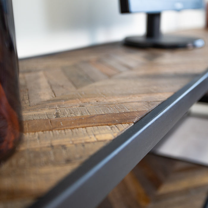 Dimehouse Industrieel TV Meubel Visgraat Bruin Sylvie 180x35x40 Cm