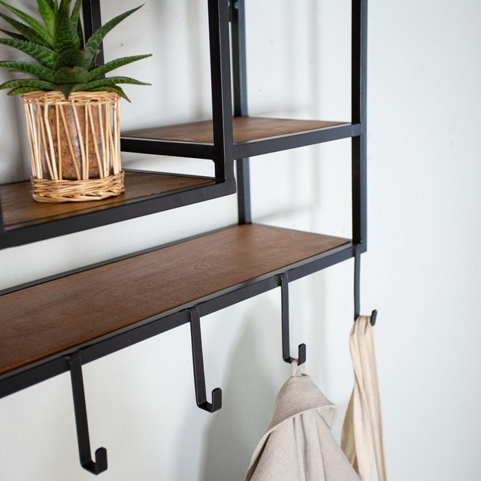 Dimehouse Industrieel Wandrek Olivia Mangohout Metaal 80x44 Cm