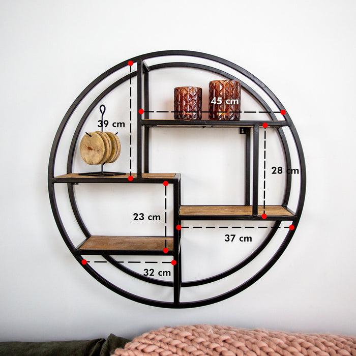 Dimehouse Industrieel Wandrek Sari Ø76 Cm Mangohout Metaal