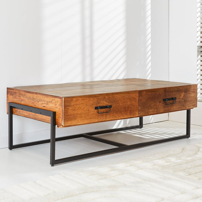 Dimehouse Industriel TV Meubel Emma Mangohout 2 Lades 140x75 Cm