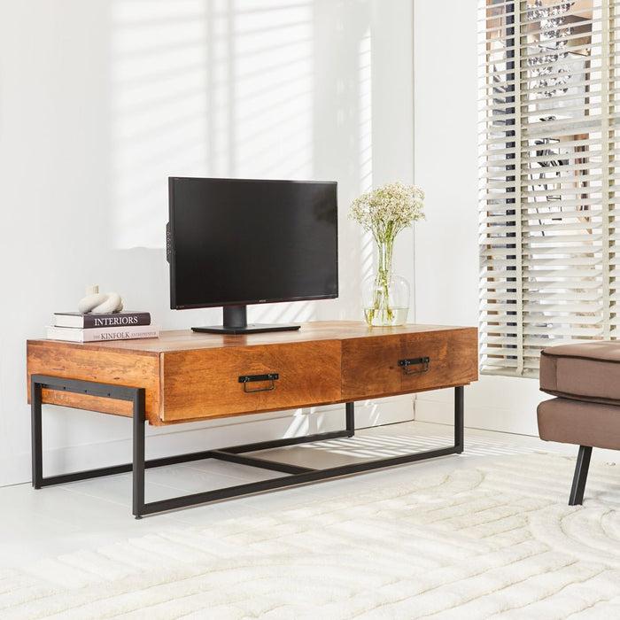 dimehouse Industriel TV Meubel Emma Mangohout 2 Lades 140x75 cm