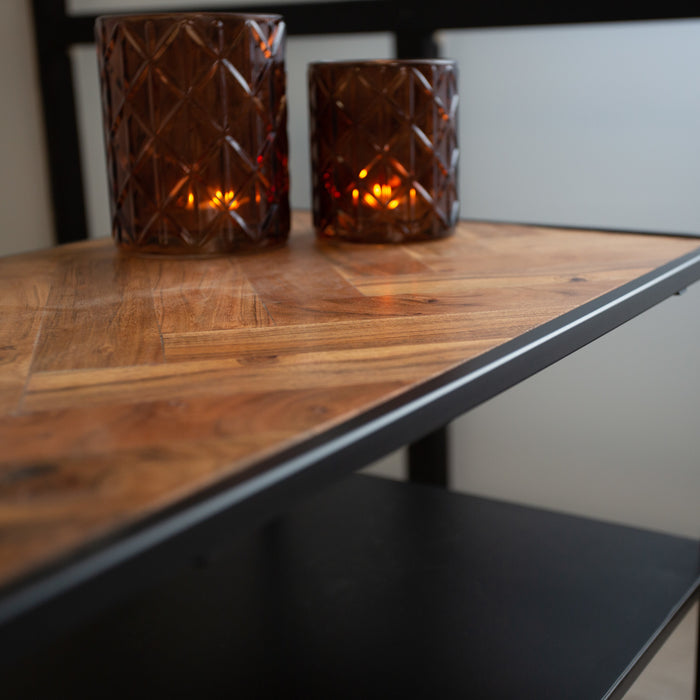 Dimehouse Industriële Bijzettafel Valerie Mangohout Visgraat 55x35 Cm