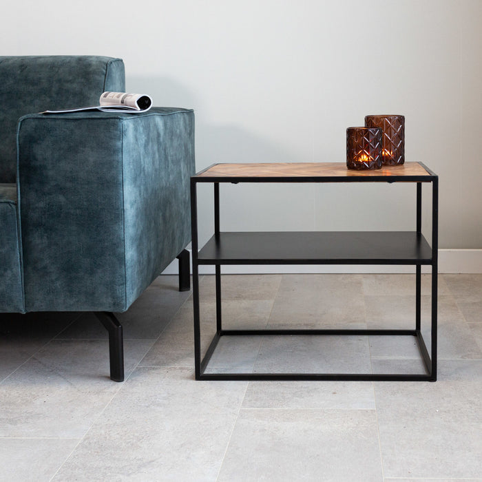 Dimehouse Industriële Bijzettafel Valerie Mangohout Visgraat 55x35 Cm