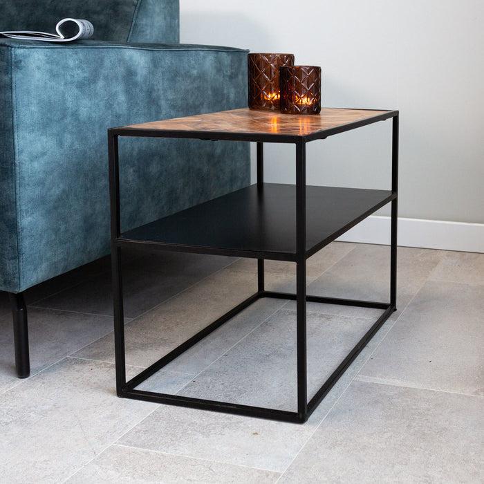 dimehouse Industriële Bijzettafel Valerie Mangohout Visgraat 55x35 cm