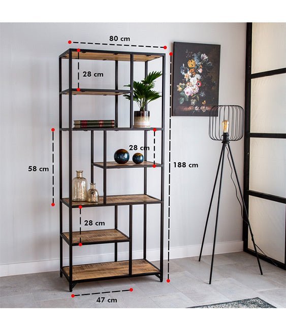 Dimehouse Industriële Boekenkast Sparrow Mangohout 80 X 188