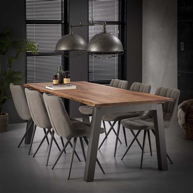 Dimehouse Industriële Eettafel Edge Acaciahout Boomstamvorm 180x90