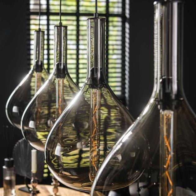 Dimehouse Industriële Hanglamp 4-lichts Smokey Glas Karen