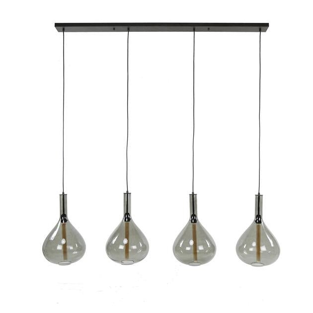 Dimehouse Industriële Hanglamp 4-lichts Smokey Glas Karen
