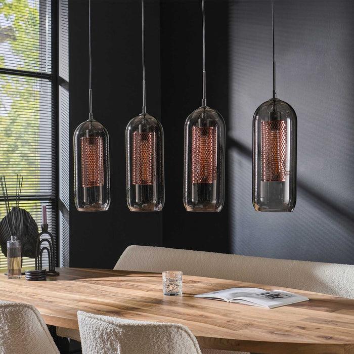 Dimehouse Industriële Hanglamp Amy 4-lichts Cilinder Brons Smoke