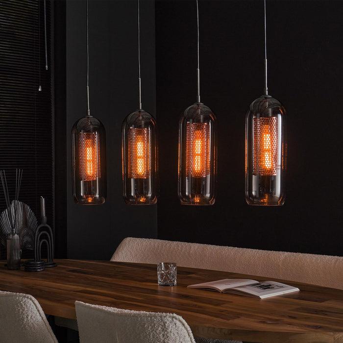 dimehouse Industriële Hanglamp Amy 4-lichts Cilinder Brons Smoke