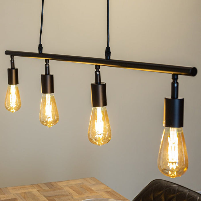 Dimehouse Industriële Hanglamp Glenn 4-lichts Zwart Metaal