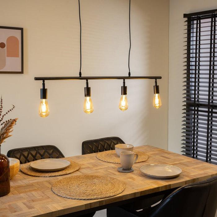 dimehouse Industriële hanglamp Glenn 4-lichts zwart metaal
