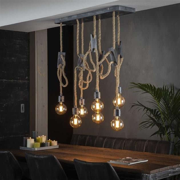 dimehouse Industriële Hanglamp Moritz 7-lichts Touw Metaal