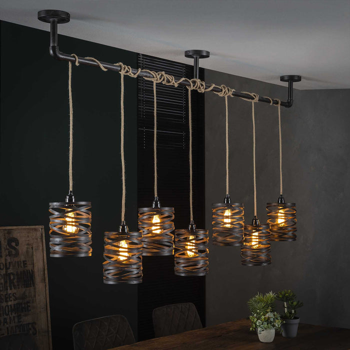 dimehouse Industriële Hanglamp Twist Metaal 7-Lichts