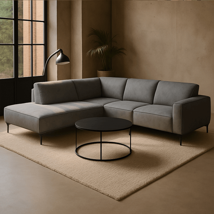 Dimehouse Industriële Hoekbank Brisbane Antraciet Links Leer