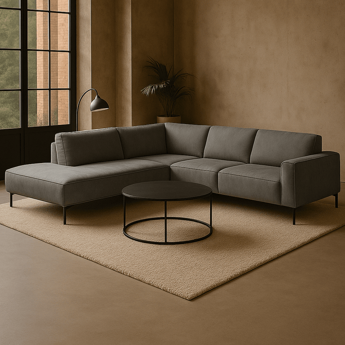 dimehouse Industriële hoekbank Brisbane antraciet links leer