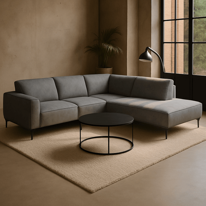 Dimehouse Industriële Hoekbank Brisbane Antraciet Rechts Leer