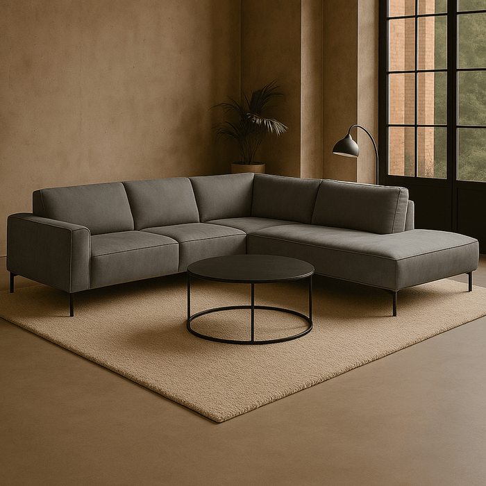 dimehouse Industriële hoekbank Brisbane antraciet rechts leer