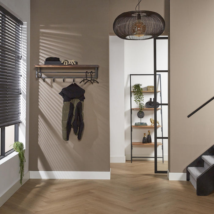 Dimehouse Industriële Kapstok Notenhout Daya 6-haaks