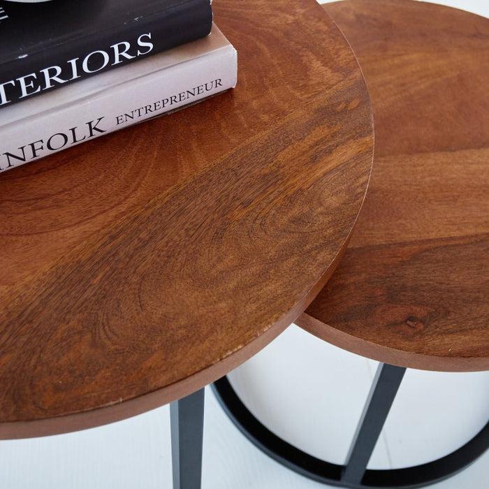 Dimehouse Industriële Ronde Salontafel Set Van 2 Rosa Mangohout