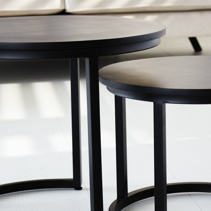 Dimehouse Industriële Ronde Salontafel Set Van 2 Rosa Zwart Mangohout