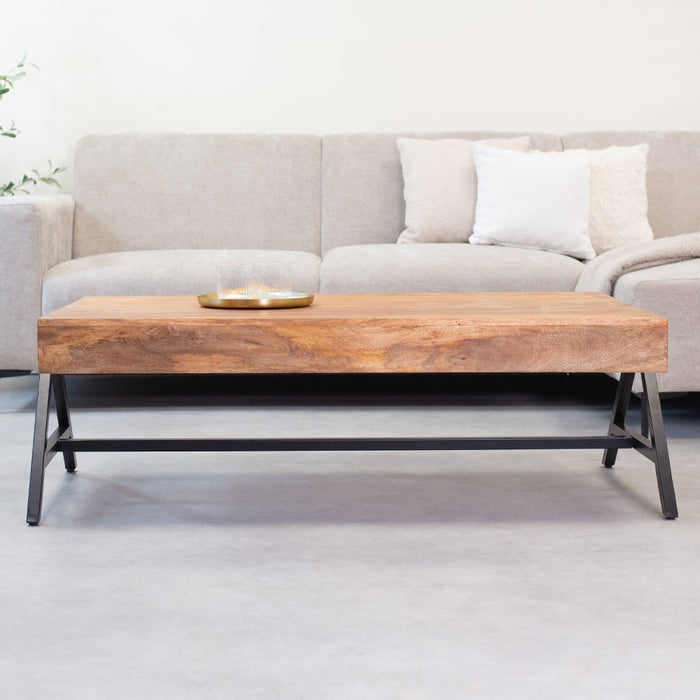 Dimehouse Industriële Salontafel Avia Rechthoek Mangohout 120x70 Cm