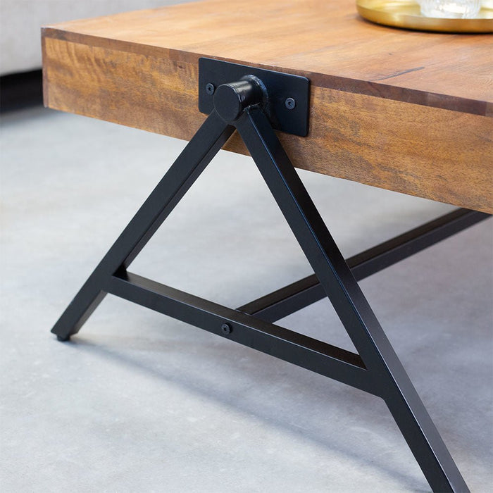 Dimehouse Industriële Salontafel Avia Rechthoek Mangohout 120x70 Cm