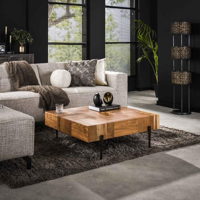 dimehouse Industriële Salontafel Daantje Vierkant Acaciahout 90x90 cm