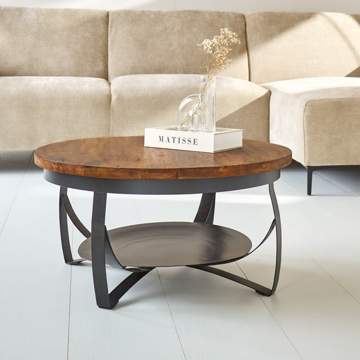 Dimehouse Industriële Salontafel Oxis Mangohout Rond Ø70