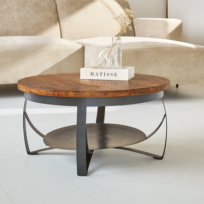 dimehouse Industriële Salontafel Oxis Mangohout Rond Ø70