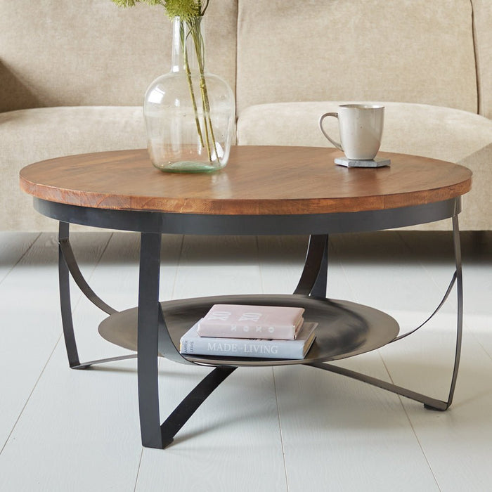 Dimehouse Industriële Salontafel Oxis Mangohout Rond Ø90