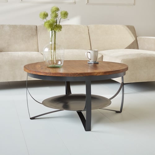 dimehouse Industriële Salontafel Oxis Mangohout Rond Ø90