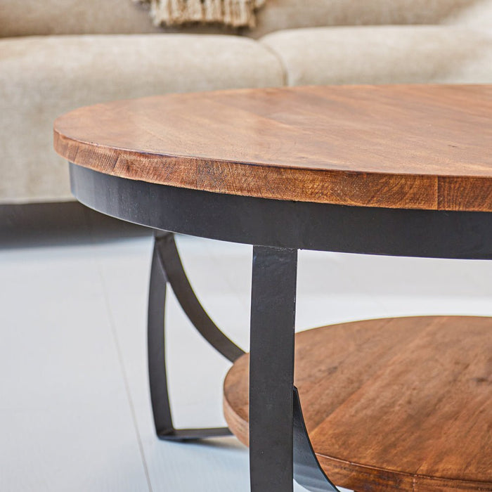 Dimehouse Industriële Salontafel Oxis Wood Mangohout Rond Ø90
