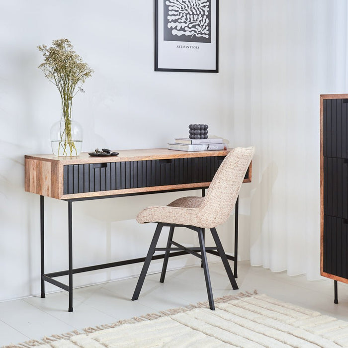 Dimehouse Industriële Sidetable Felix 3 Lades Zwart Mangohout 135x40 Cm