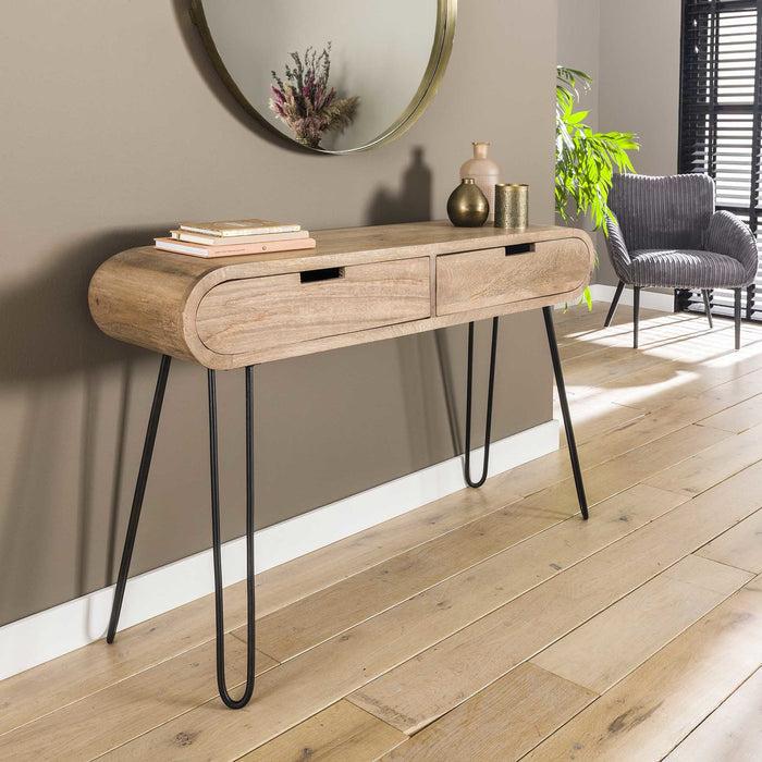 dimehouse Industriële Sidetable Mangohout Jasmine 2 Lades 120x30x76 cm