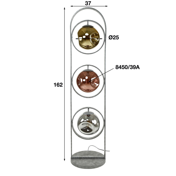 Dimehouse Industriële Vloerlamp Ada Gekleurd Glas 3-lichts