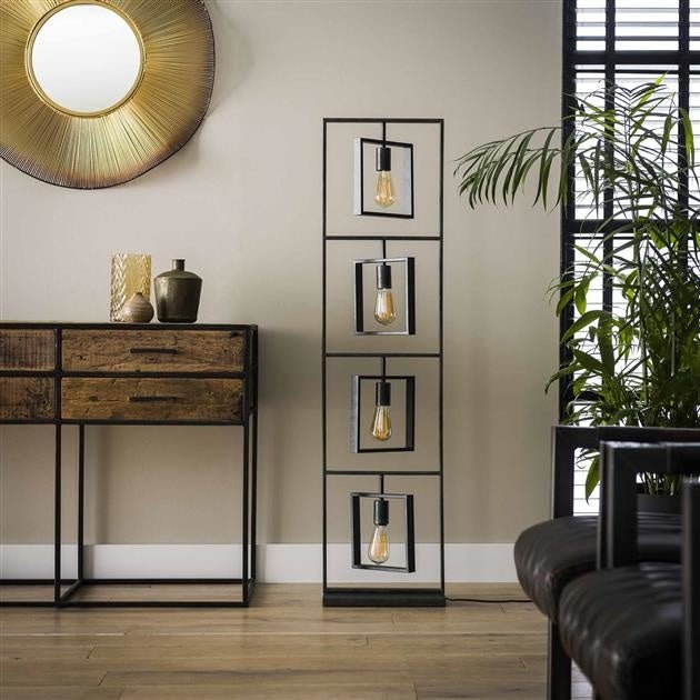 Dimehouse Industriële Vloerlamp Kody Zwart 4-lichts