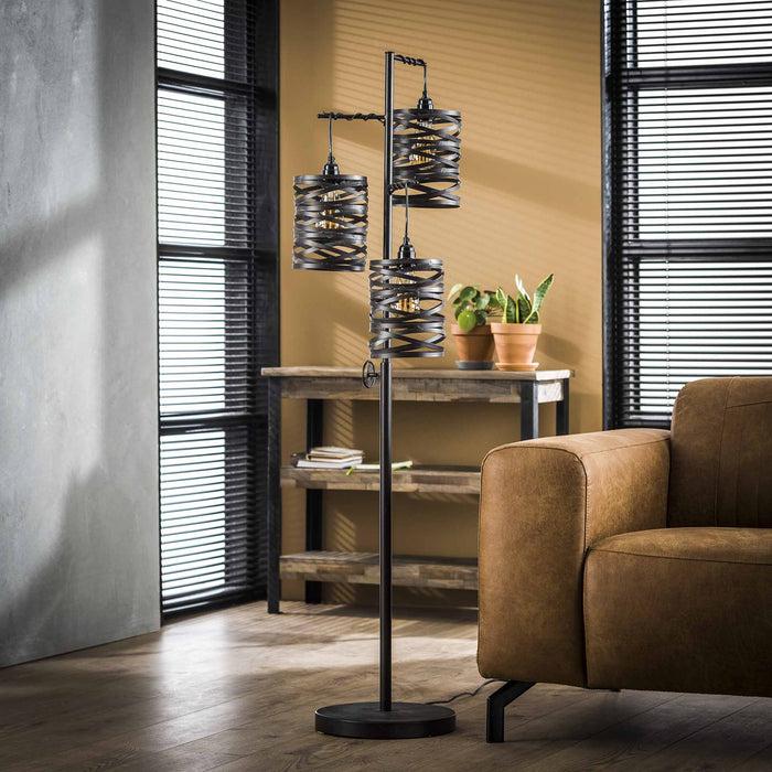 Dimehouse Industriële Vloerlamp Spin Metaal 3-Lichts Slate Grey