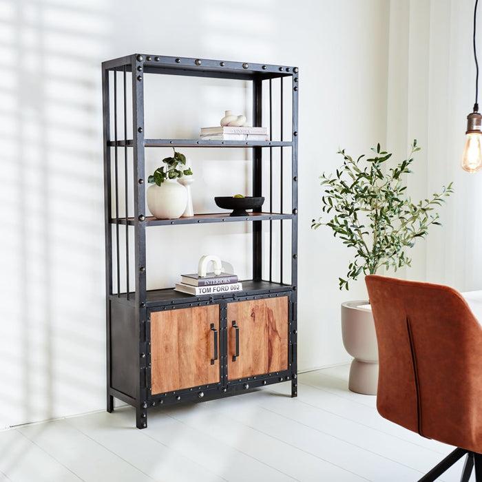 dimehouse Industriële Wandkast Chase – Mangohout & Metaal 180x100 cm