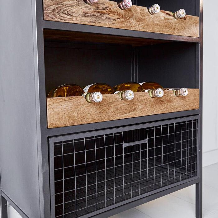 Dimehouse Industriële Wijnkast Nero Zwart Metaal - Mangohout