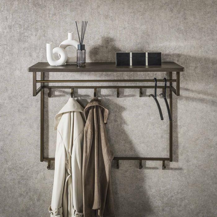 dimehouse Kapstok Ferre 12-Haaks - Met Hoedenplank - Metaal Antiek Brons