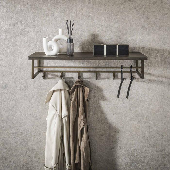 dimehouse Kapstok Ferre 6-haaks - Met Hoedenplank - Metaal Antiek Brons