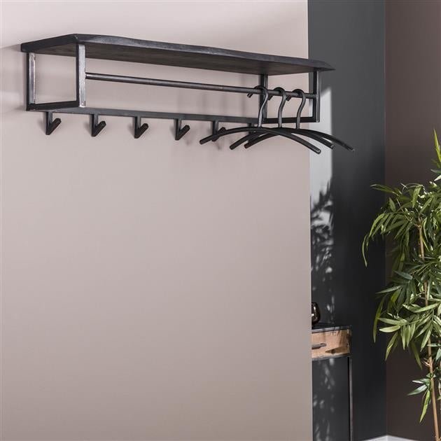 Dimehouse Kapstok Yme 6-haaks Metaal - Donker Acaciahout