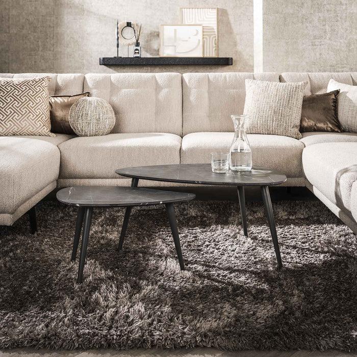 dimehouse Kiezelvormige Salontafelset van 2 Conner Keramieklook Grijs